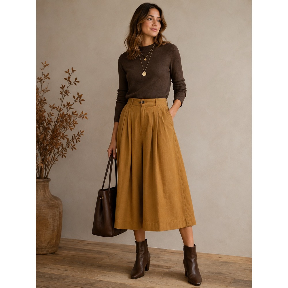 Uniqlo Wide Leg Pants Mustard Yellow